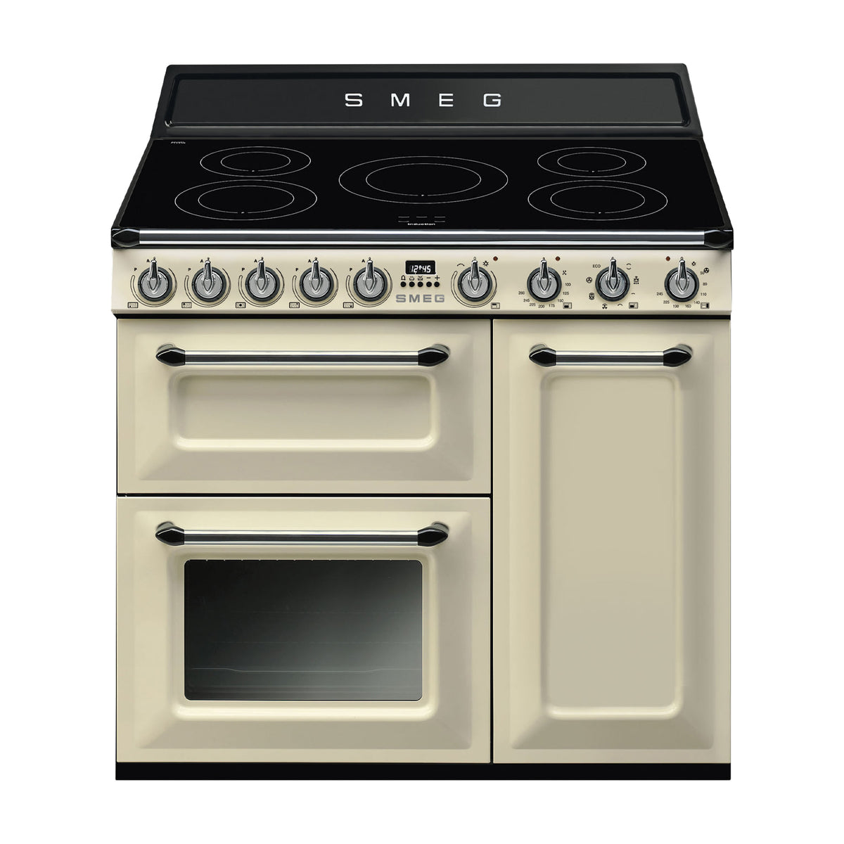 Cocina de inducción Smeg TR93IP2 de 90 cm con tres hornos, crema