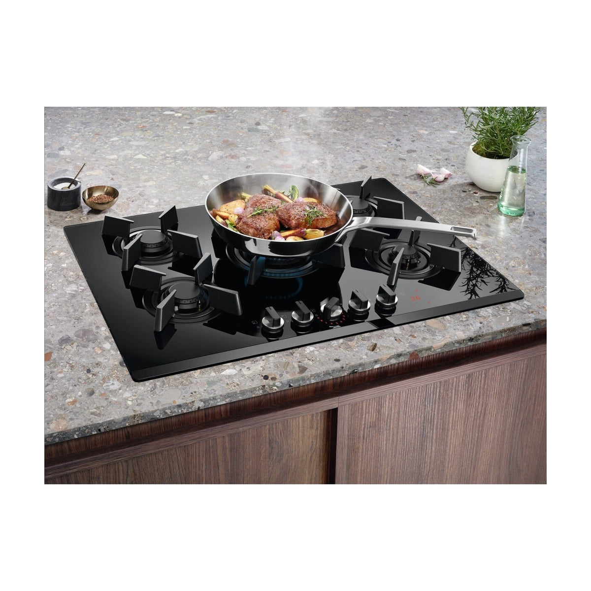 Placa de gas Electrolux KGG75362K de 5 zonas con quemador wok de 3900 W