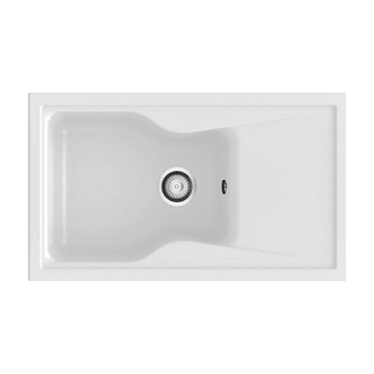 Fregadero Poalgi City 331 de resina, blanco mate con escurridor