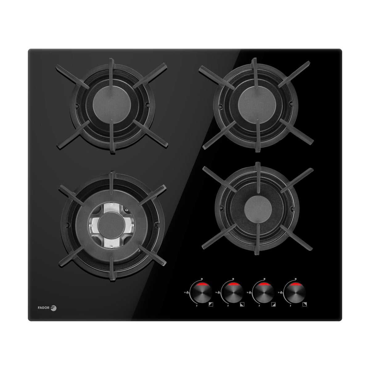 Placa de gas Fagor 3CFI-4GLSPB de 59 cm con quemador wok de 3,5 kW