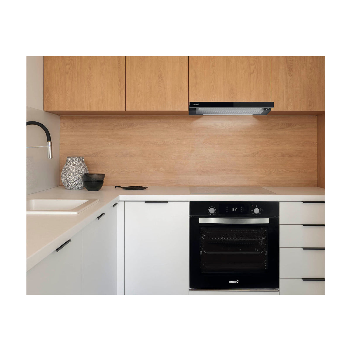 Campana telescópica Cata TFH 6830 GBK de 60 cm, cristal negro y LED