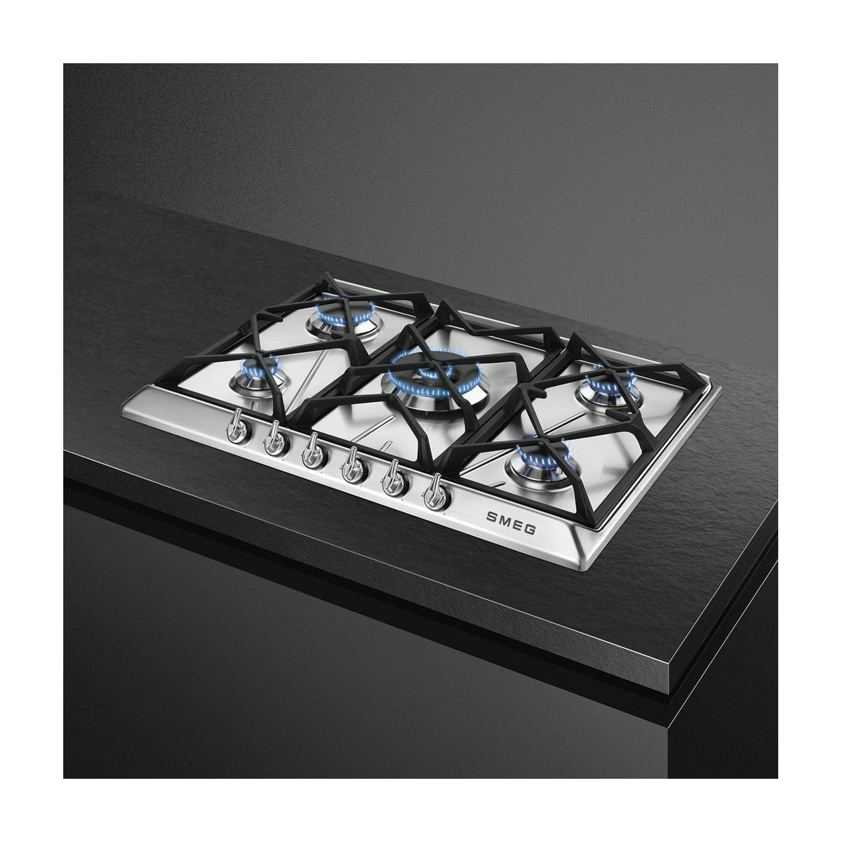 Placa de gas Smeg SR975XGH de 5 zonas, acero inoxidable