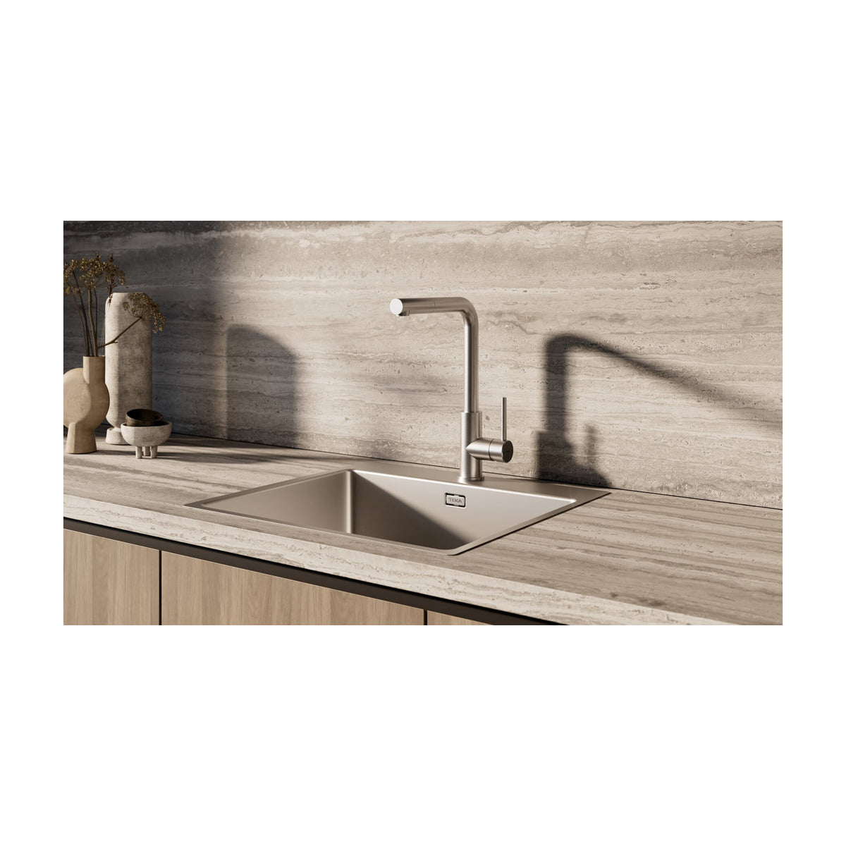 Grifo de cocina Teka Oval 938 monomando extraíble, cromado