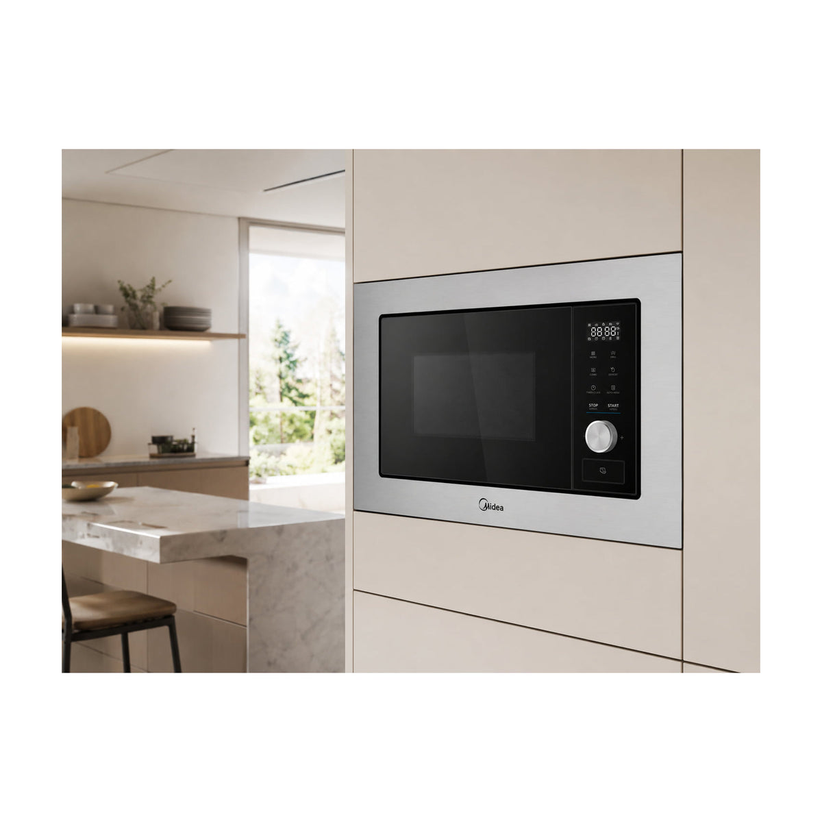 Microondas integrable Midea MBO-TG20MASE(SS), 20 litros y grill