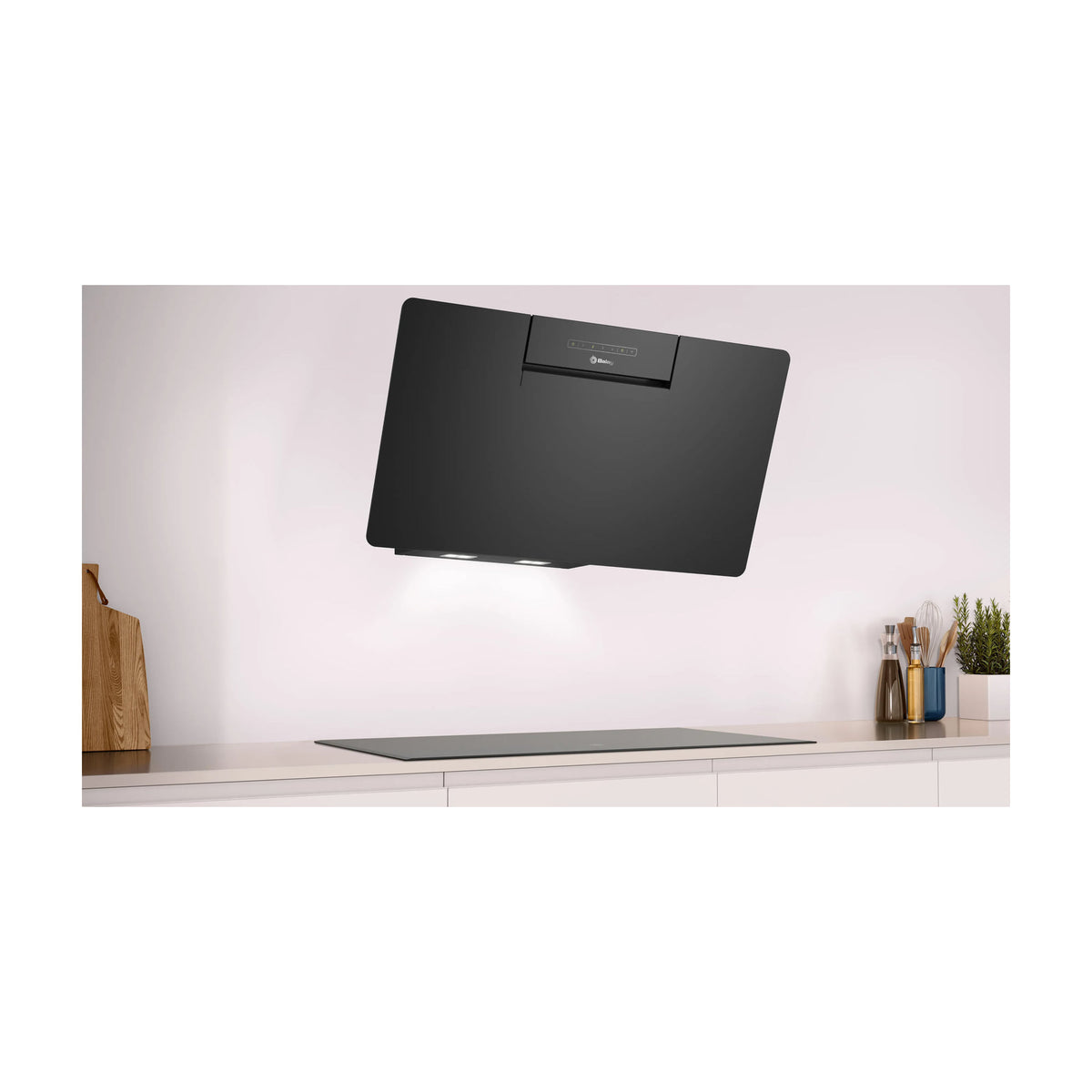 Campana decorativa inclinada Balay 3BC587GNH, 80 cm, cristal negro