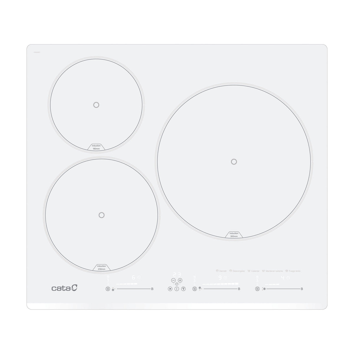 Placa de inducción CATA INSB 6003E2 WH blanca, 3 zonas y 7100 W