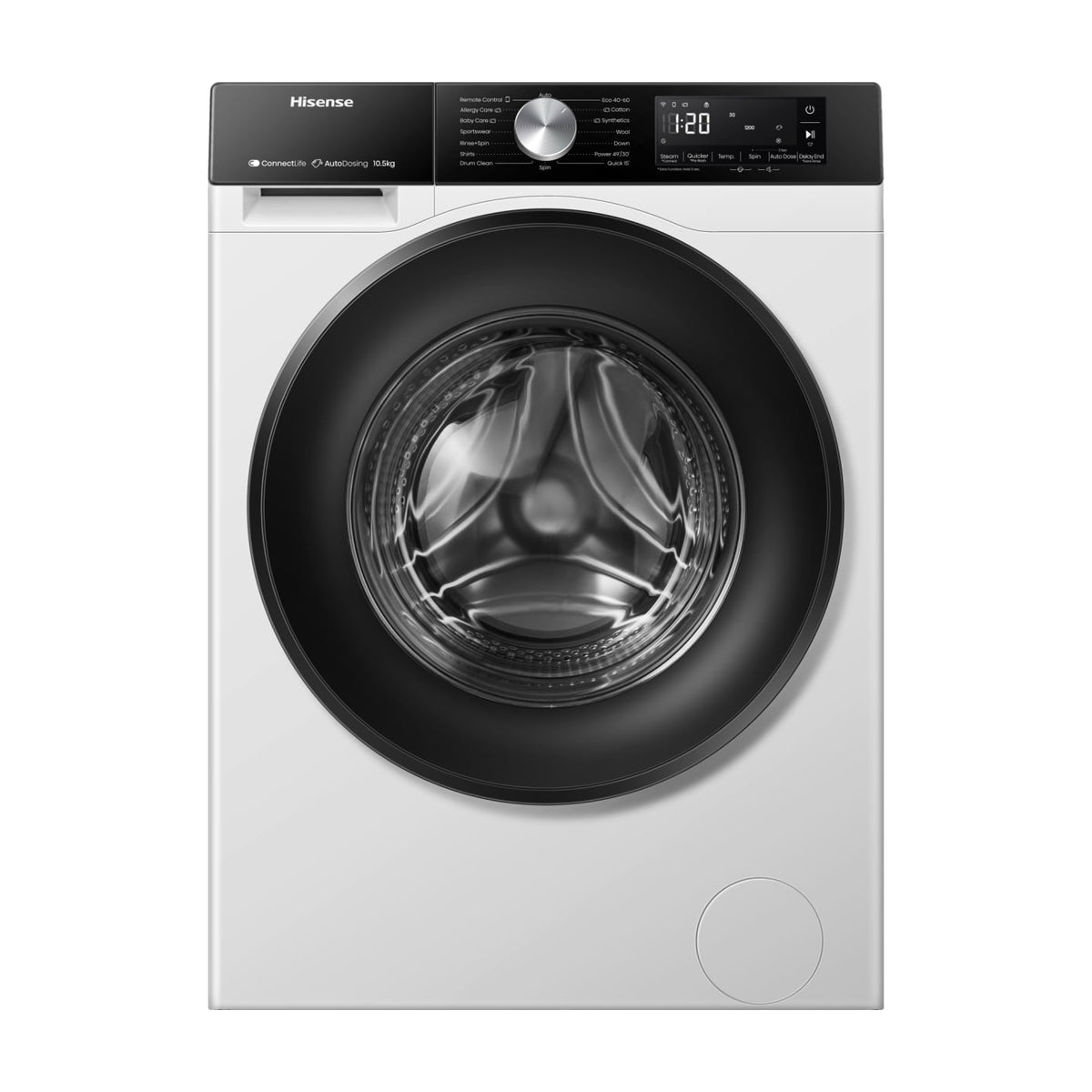 Lavadora Hisense WF3S1045BW3 de 10,5 kg y 1400 rpm