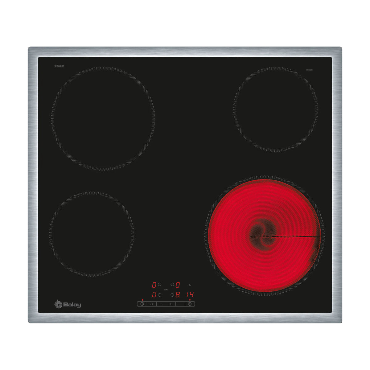Placa vitrocerámica Balay 3EB720XR de 60 cm con 4 zonas y marco inox