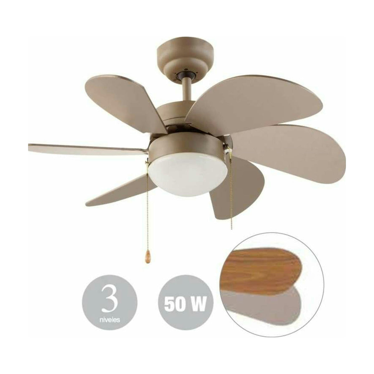 Ventilador de techo FM VT-90 de 80 cm con luz y 3 velocidades