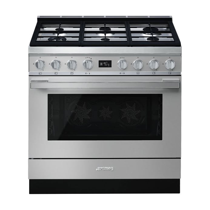 Cocina de gas Smeg CPF9GPX de 90 cm con horno eléctrico pirolítico de 115 l