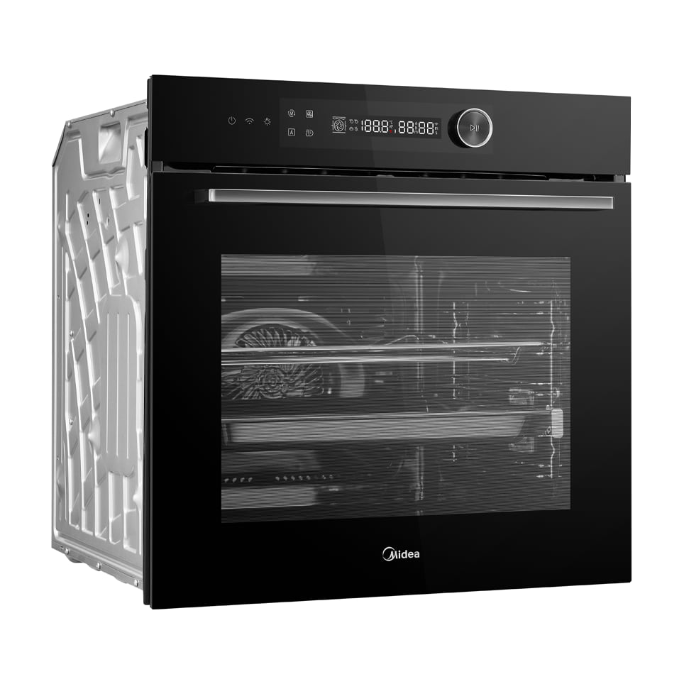 Horno multifunción Midea MBO7NP30E4-BK pirolítico de 72 l, negro