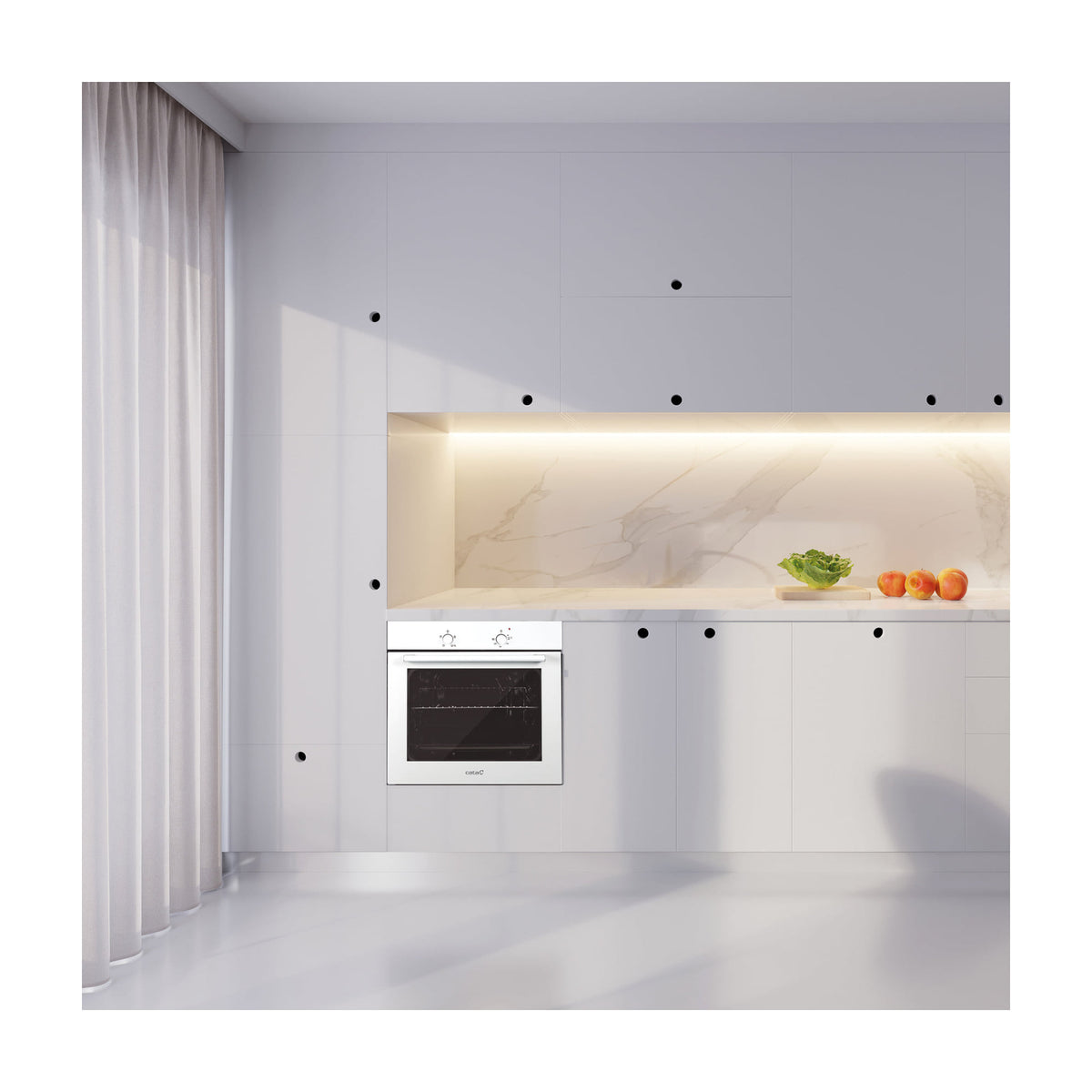 Horno CATA SES 6004 WH de 62 litros, blanco y limpieza AquaSmart