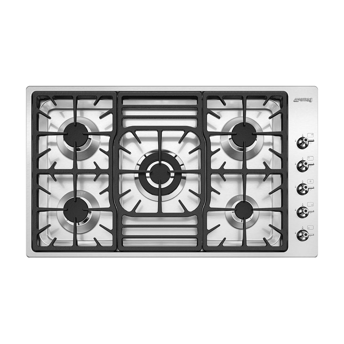 Placa de gas Smeg PGF95-4 de 90 cm, 5 zonas y acabado inox