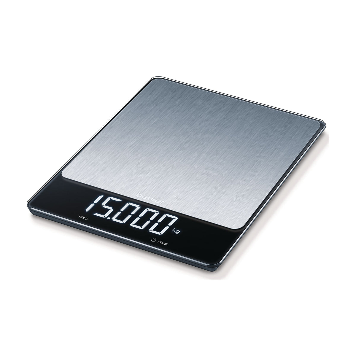 Báscula de cocina Beurer KS 34 XL Stainless Steel, 15 kg y pantalla Magic-LED