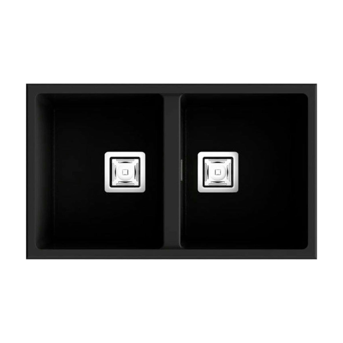 Fregadero Poalgi Zie 70 2C de resina, dos cubetas, negro brillo