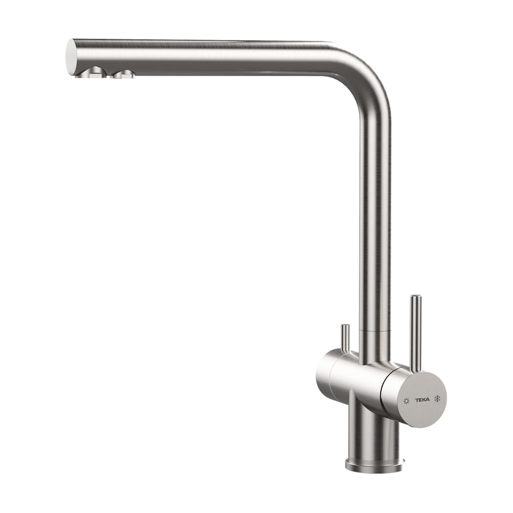Grifo de cocina Teka UNI 3330 XP de acero inoxidable, 3 vías y caño giratorio