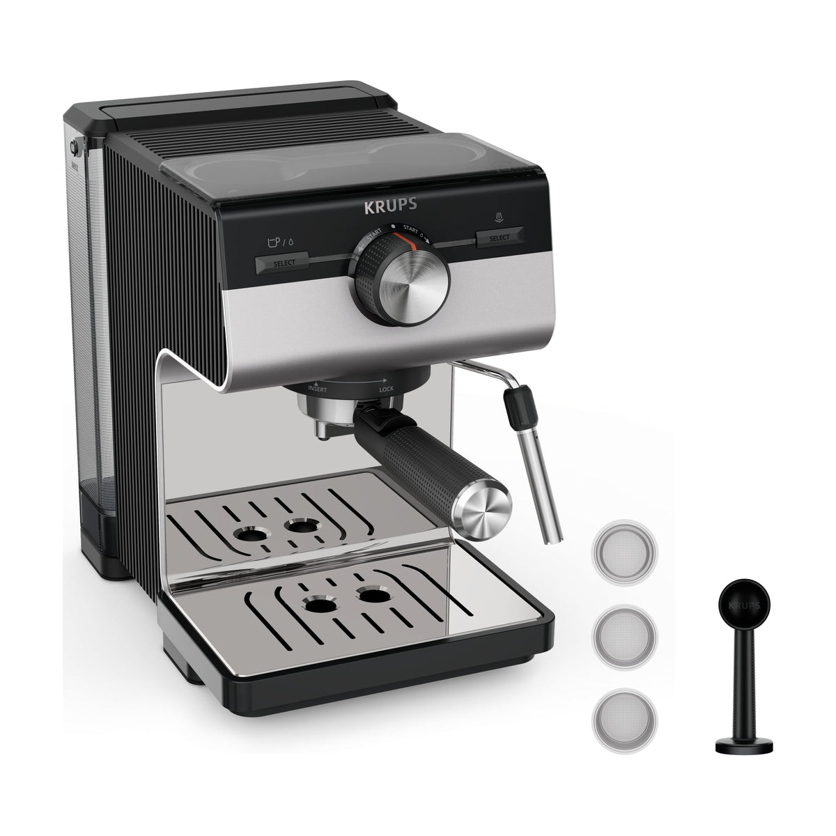 Cafetera espresso Krups Authentic+ XP384E10, 15 bares y depósito de 2 l
