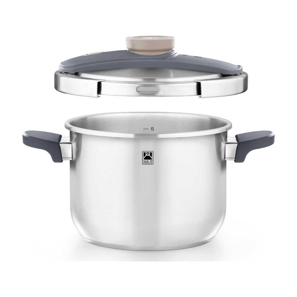 Set de ollas a presión BRA eMotion Duo 4+7 l, inducción y tapa de cristal