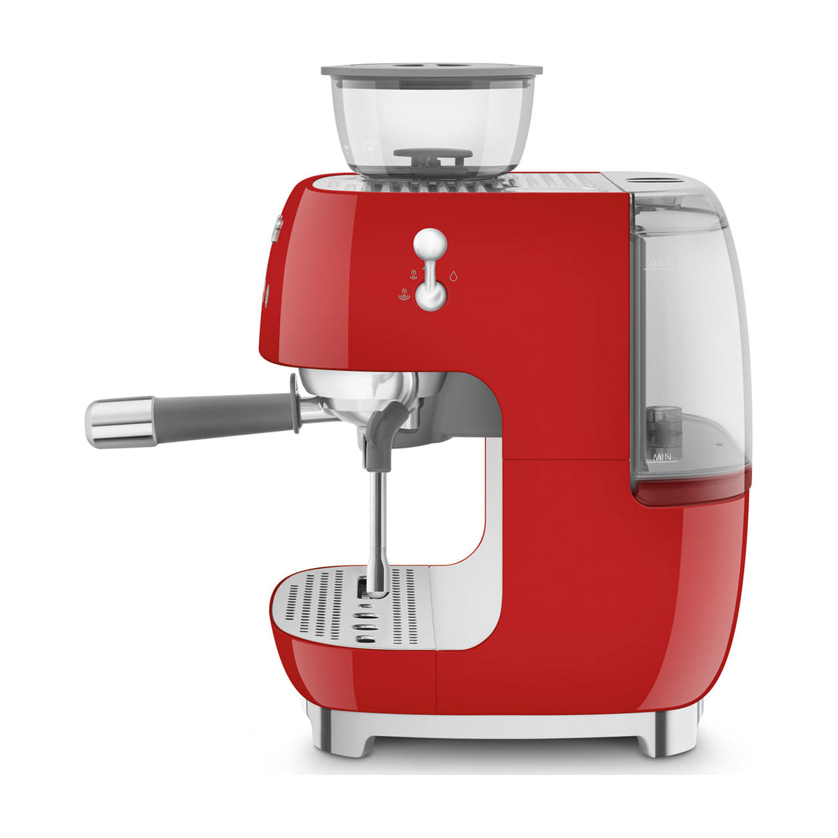 Cafetera espresso manual Smeg EGF03RDEU roja con molinillo integrado y doble thermoblock