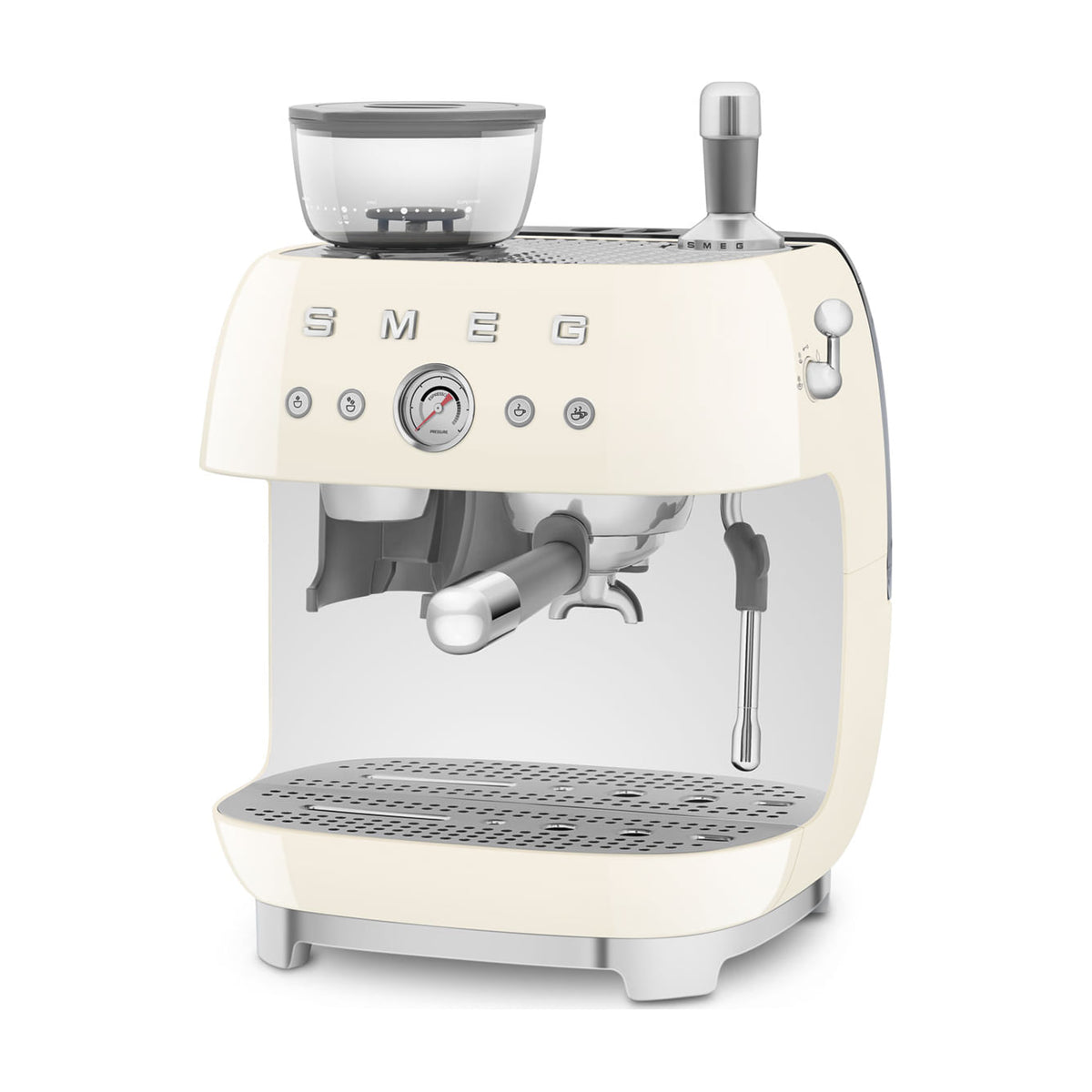 Cafetera espresso Smeg EGF03CREU con molinillo integrado, color crema