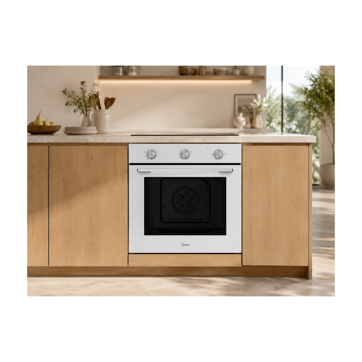 Horno multifunción Midea MBOG2M2-M5M80(WH), 70 litros y limpieza hidrolítica