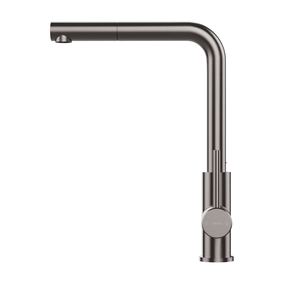 Grifo de cocina Teka UNI 9331 titanio, monomando con caño alto extraíble