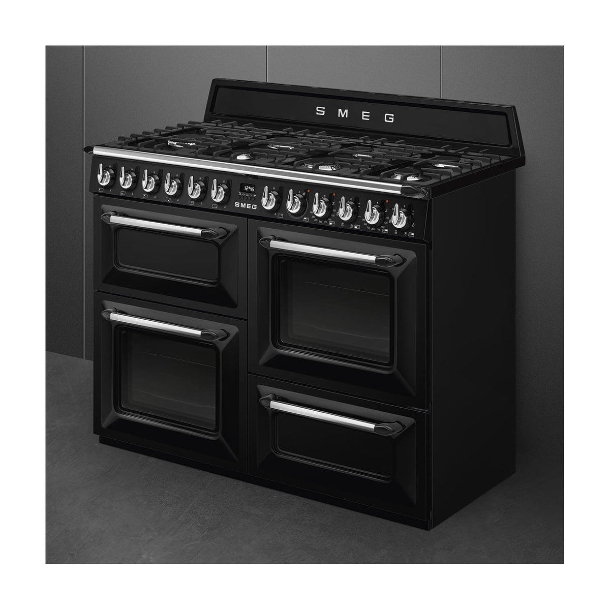 Cocina de gas Smeg TR4110BL1 Victoria de 110 cm con tres hornos eléctricos