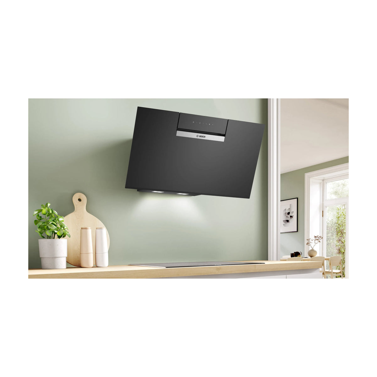 Campana decorativa Bosch DWK87FN60 de 80 cm en cristal negro