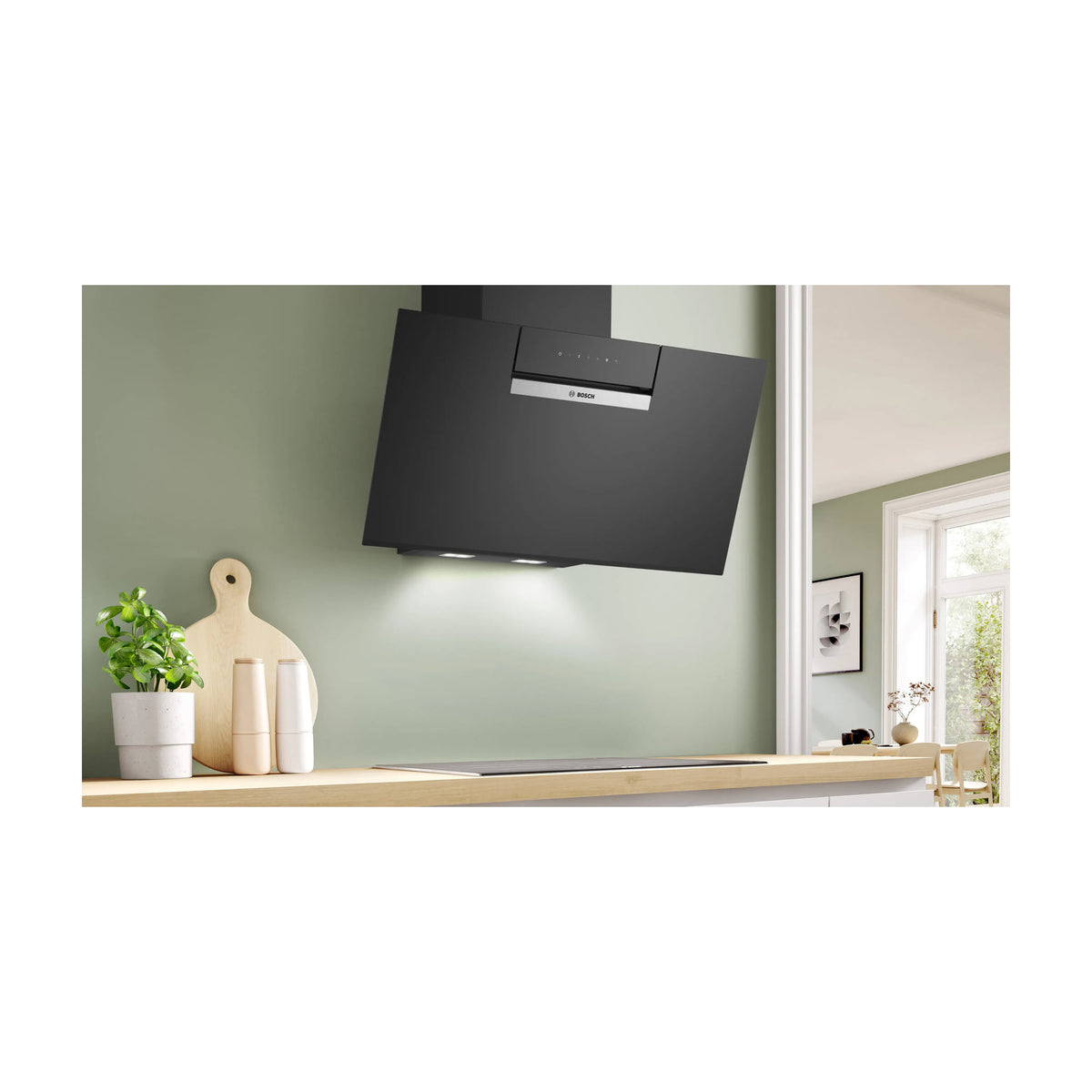 Campana decorativa Bosch DWK87FN60 de 80 cm en cristal negro
