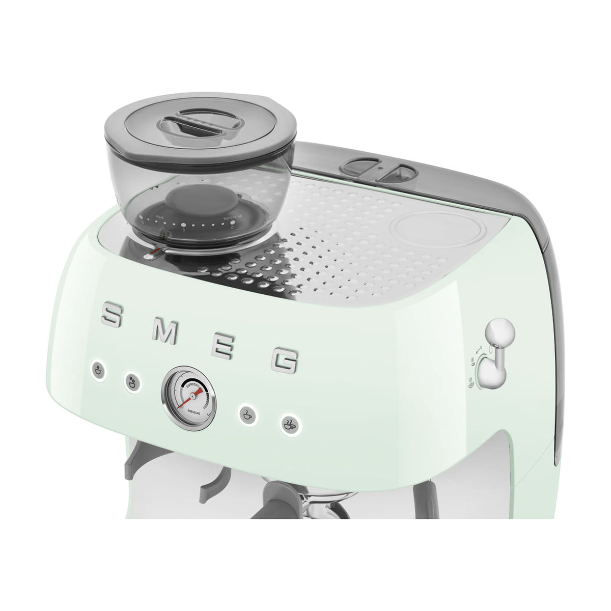 Cafetera espresso Smeg EGF03PGEU con molinillo integrado, verde pastel