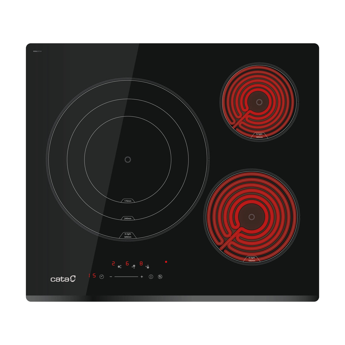 Placa vitrocerámica Cata TTS 6032 de 3 zonas con control deslizante