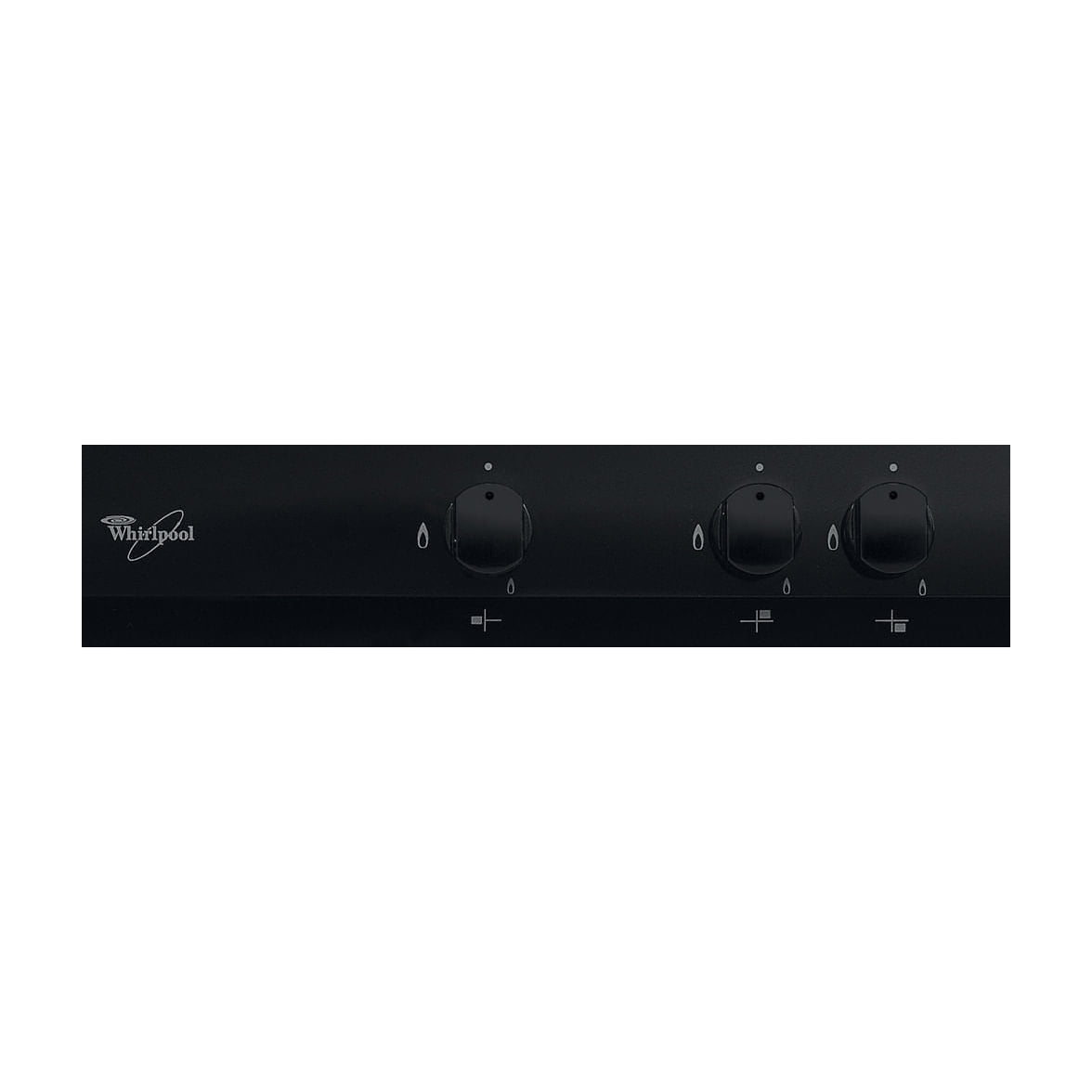 Placa de gas Whirlpool AKT 404/NB, 3 quemadores y cristal negro