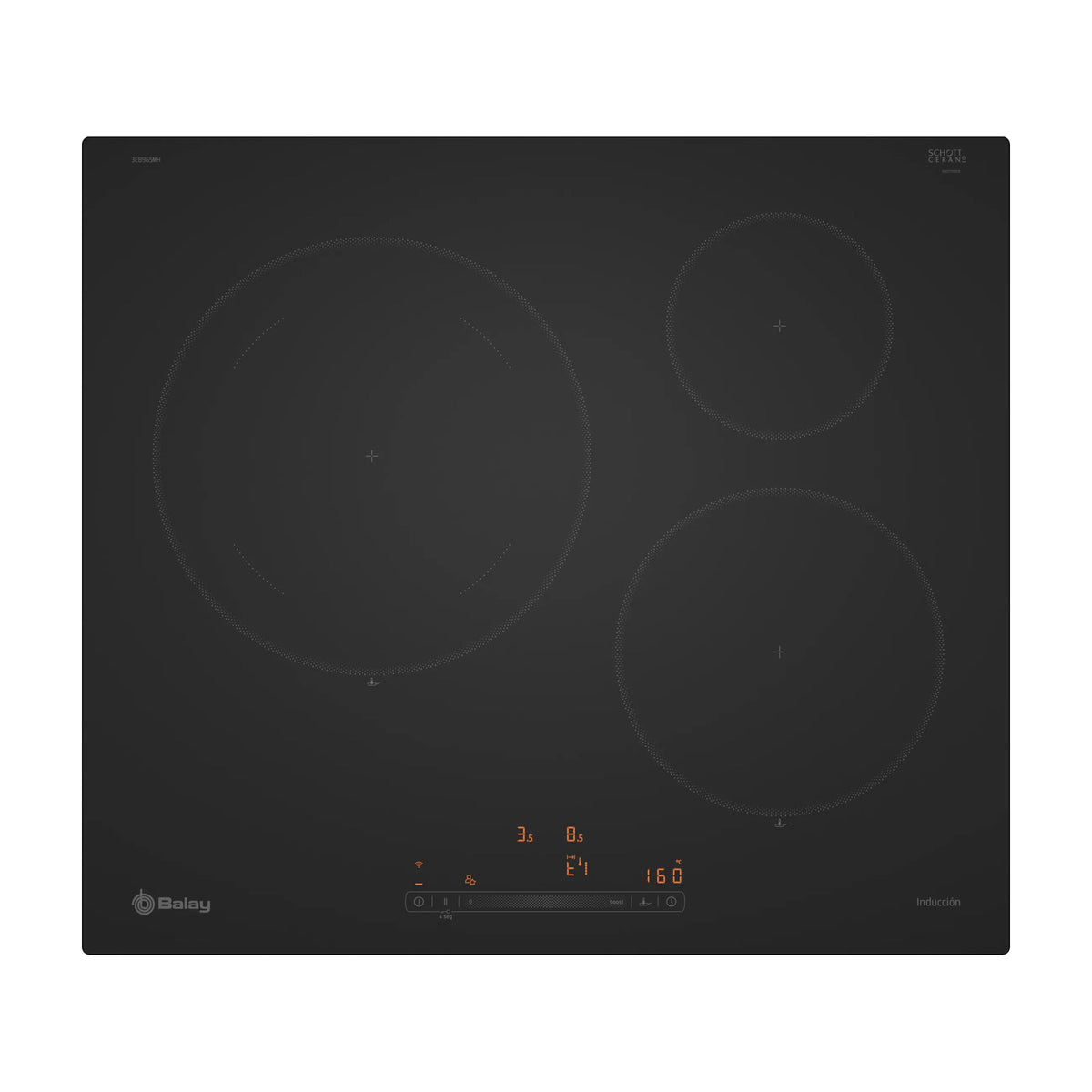 Placa de inducción Balay 3EB965MH, 60 cm, negro mate con Home Connect
