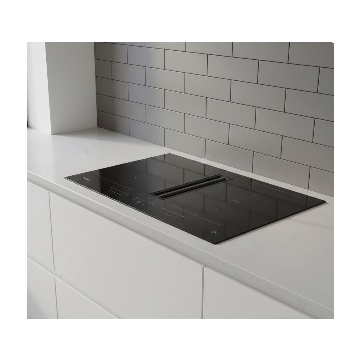 Placa de inducción con extractor Whirlpool WVH60FFB01, 60 cm y 2 zonas flexibles