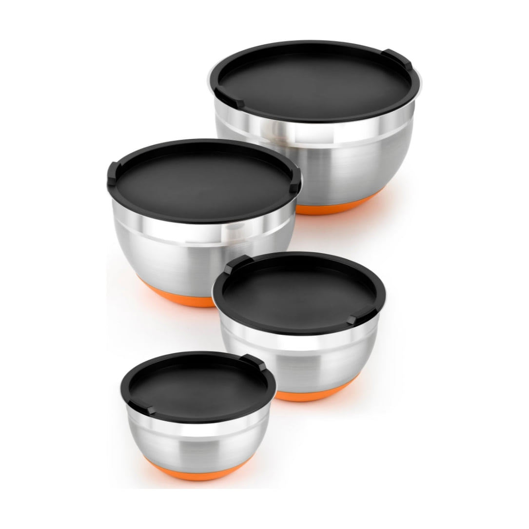 Set de 4 boles BRA Efficient de acero inoxidable con tapa y base antideslizante