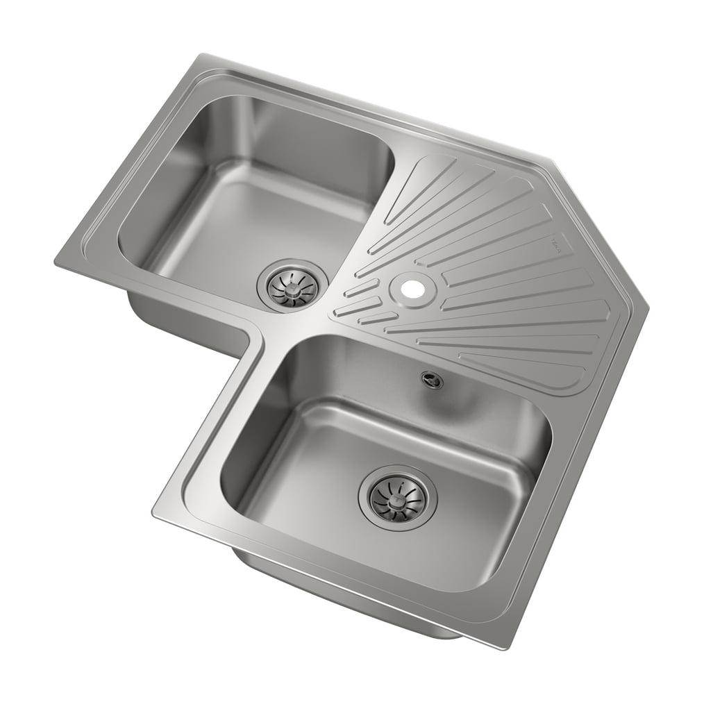 Fregadero Teka Angular 2C SF de esquina, 2 cubetas y acero inoxidable