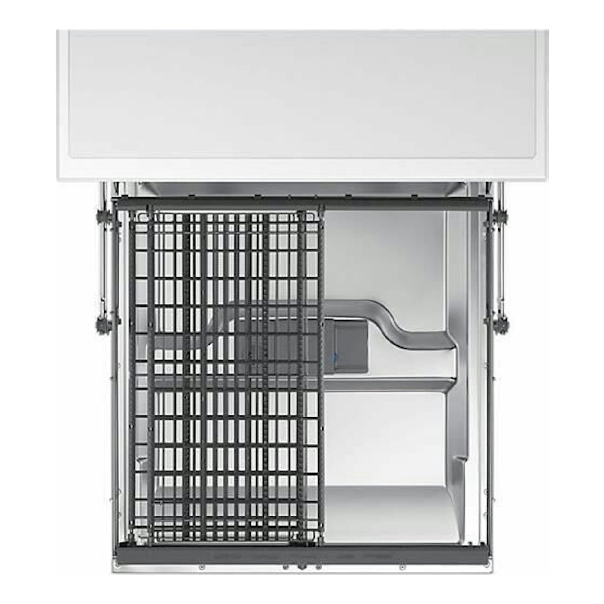 Lavavajillas Samsung DW60M6050FW/EC blanco, vista frontal abierta con cestas interiores visibles.
