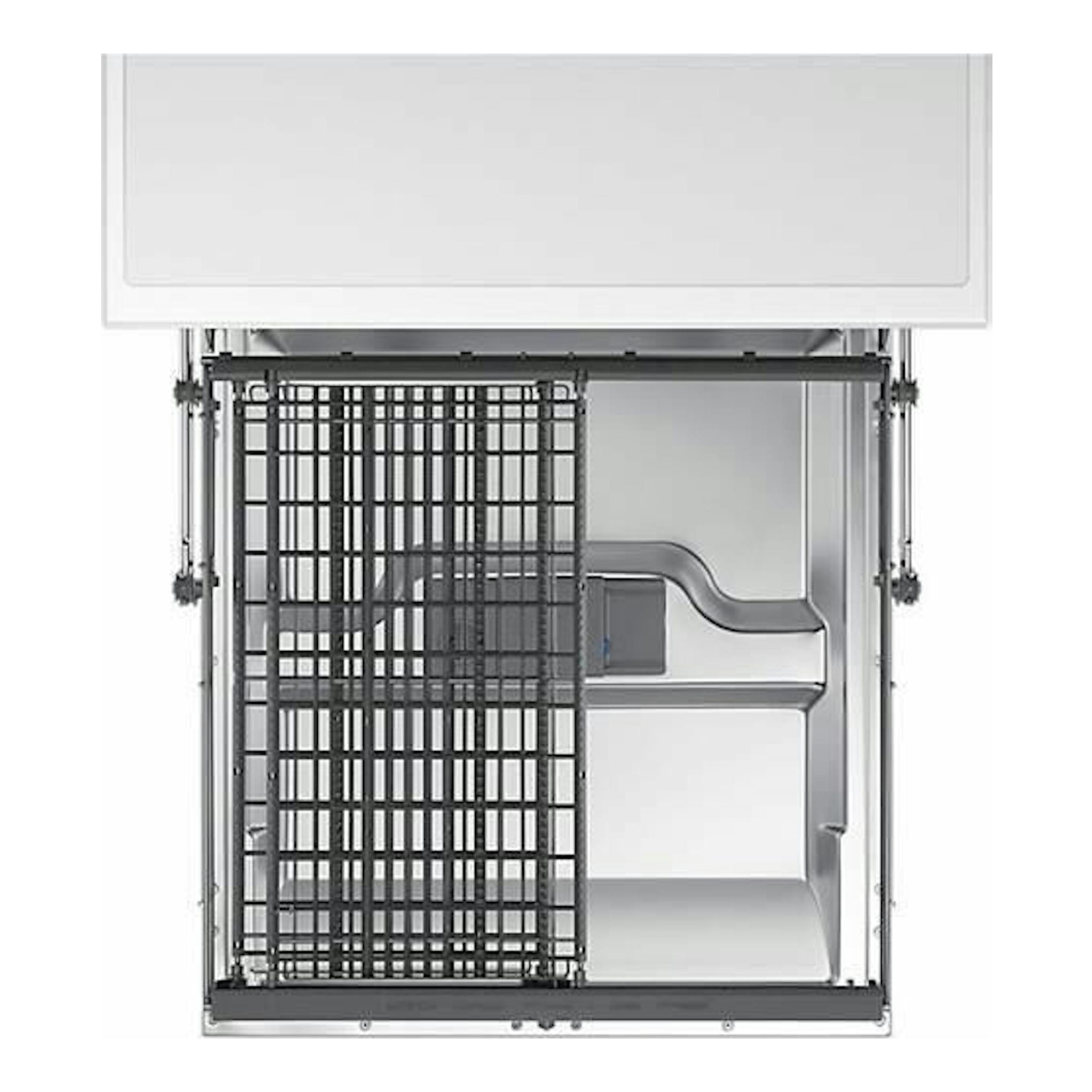 Lavavajillas Samsung DW60M6050FW/EC blanco, vista frontal abierta con cestas interiores visibles.