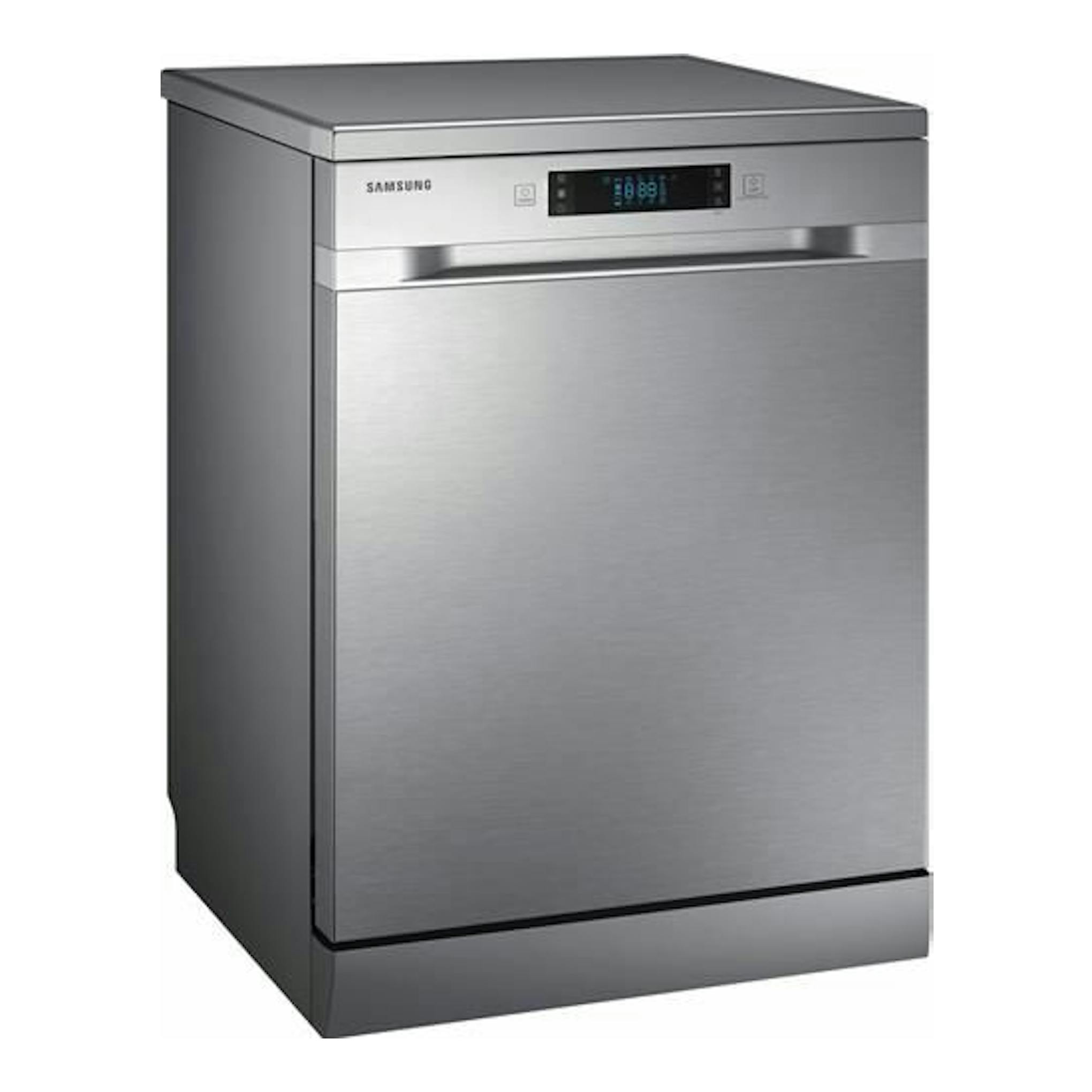Lavavajillas Samsung DW60M6050FS/EC de acero inoxidable, vista frontal en ángulo, 60 cm.