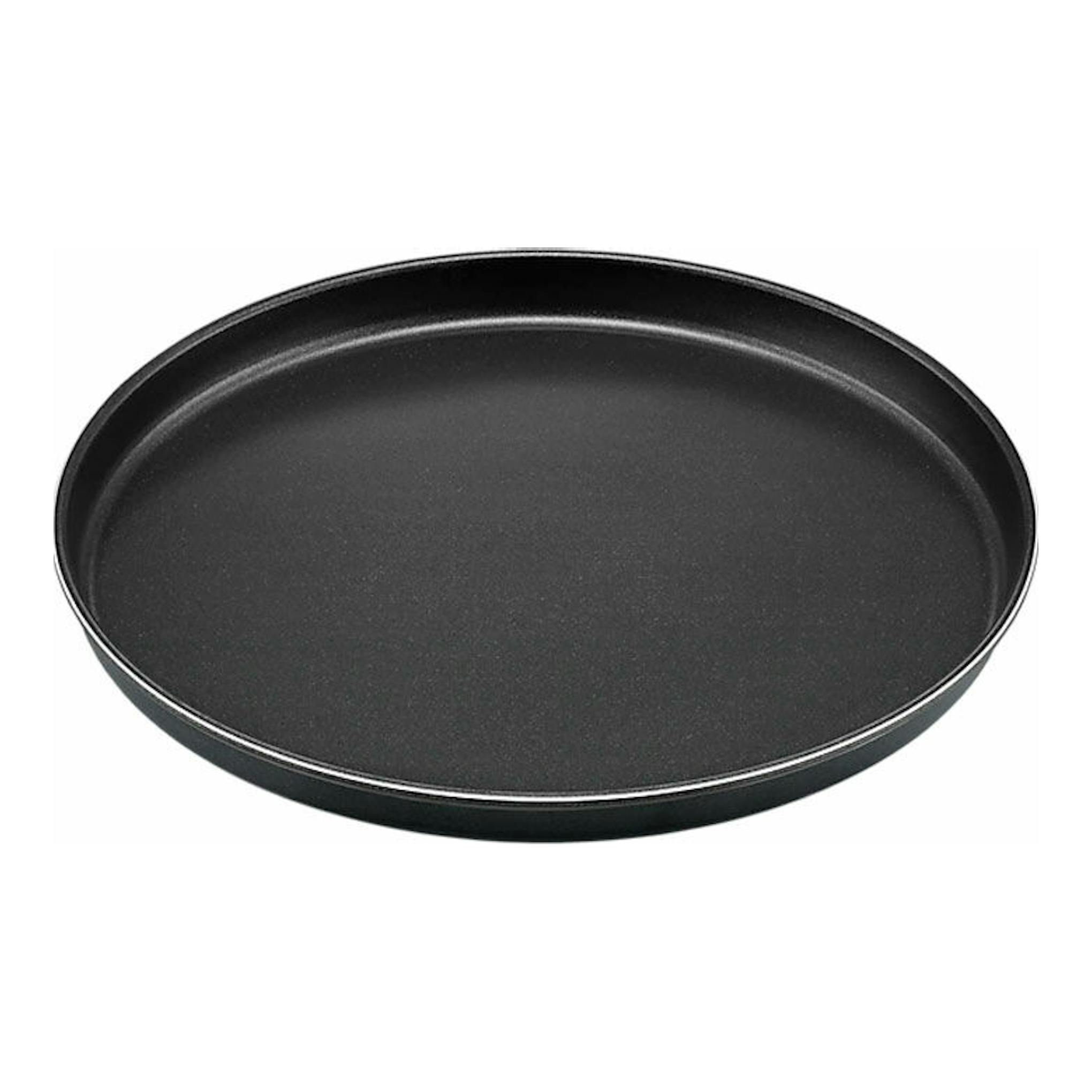 Bandeja redonda negra de Samsung MG23A7013CT/EC, vista cenital sobre fondo blanco.