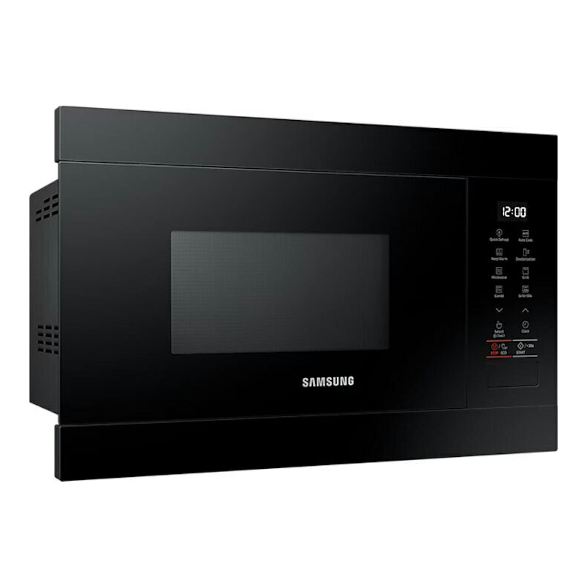 Microondas Samsung MG22M8254AK/EC negro, vista frontal, con panel digital a la derecha.