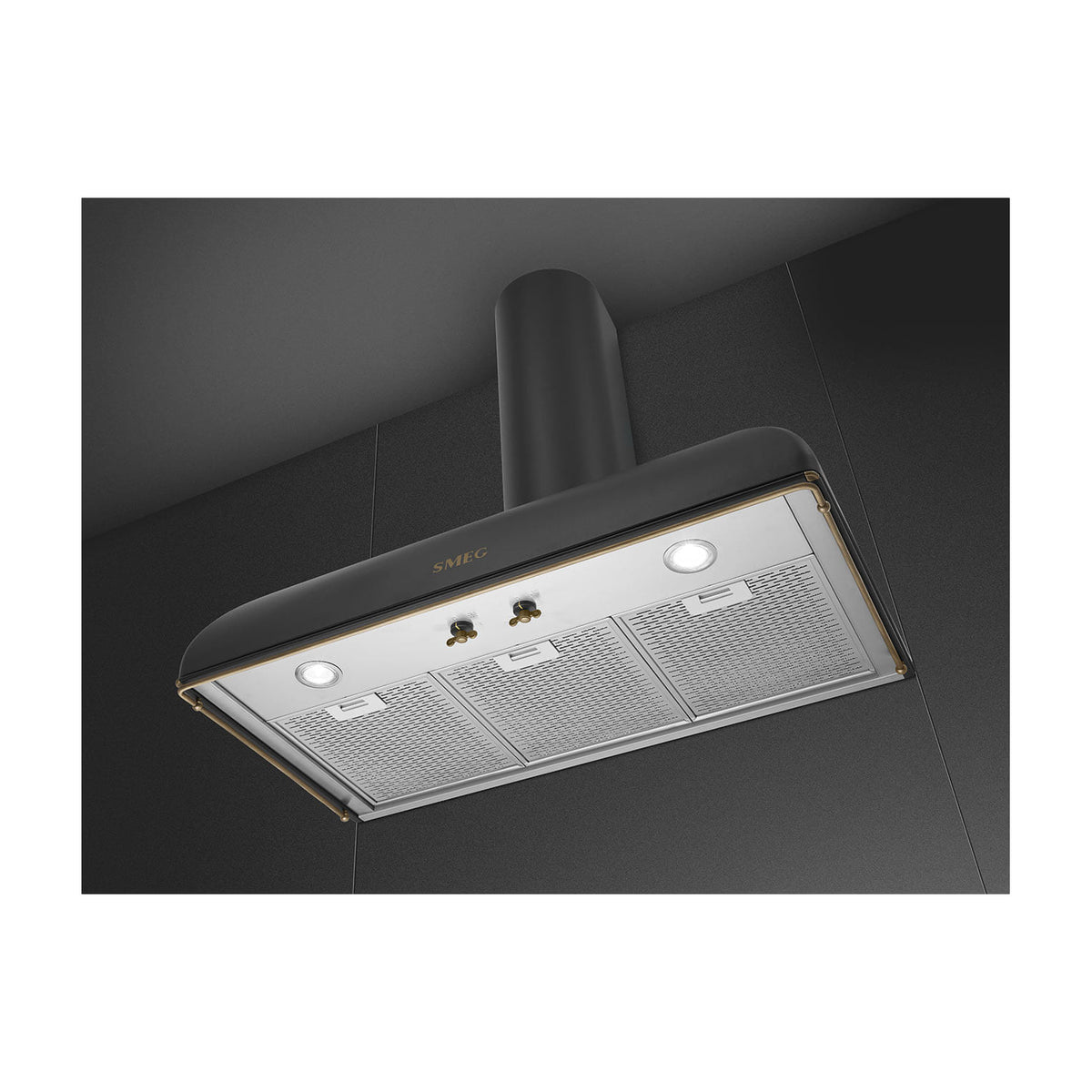 Campana decorativa Smeg KS89AOE de 90 cm, antracita y LED