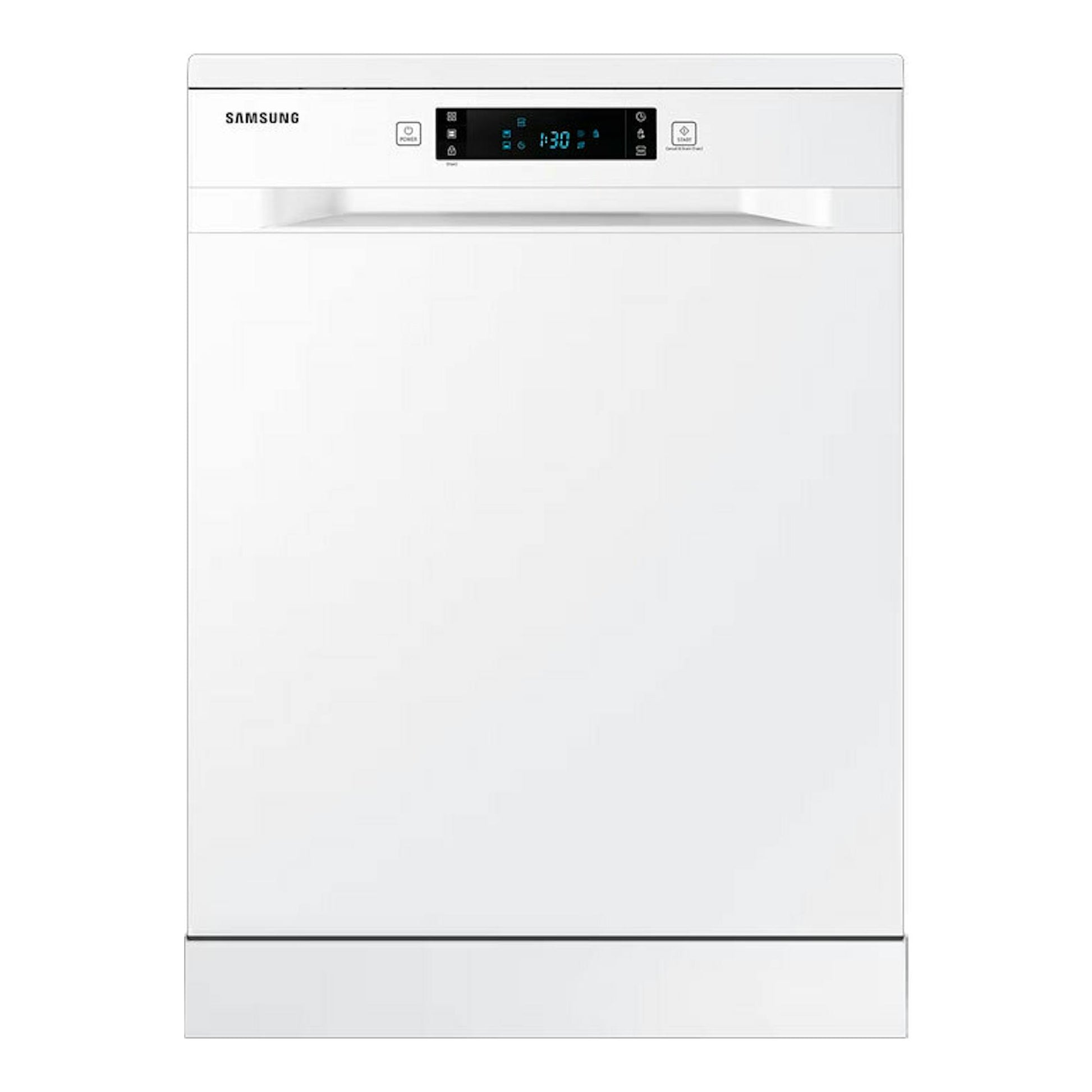 Lavavajillas Samsung DW60A6092FW/EF blanco, vista frontal con panel de control digital.