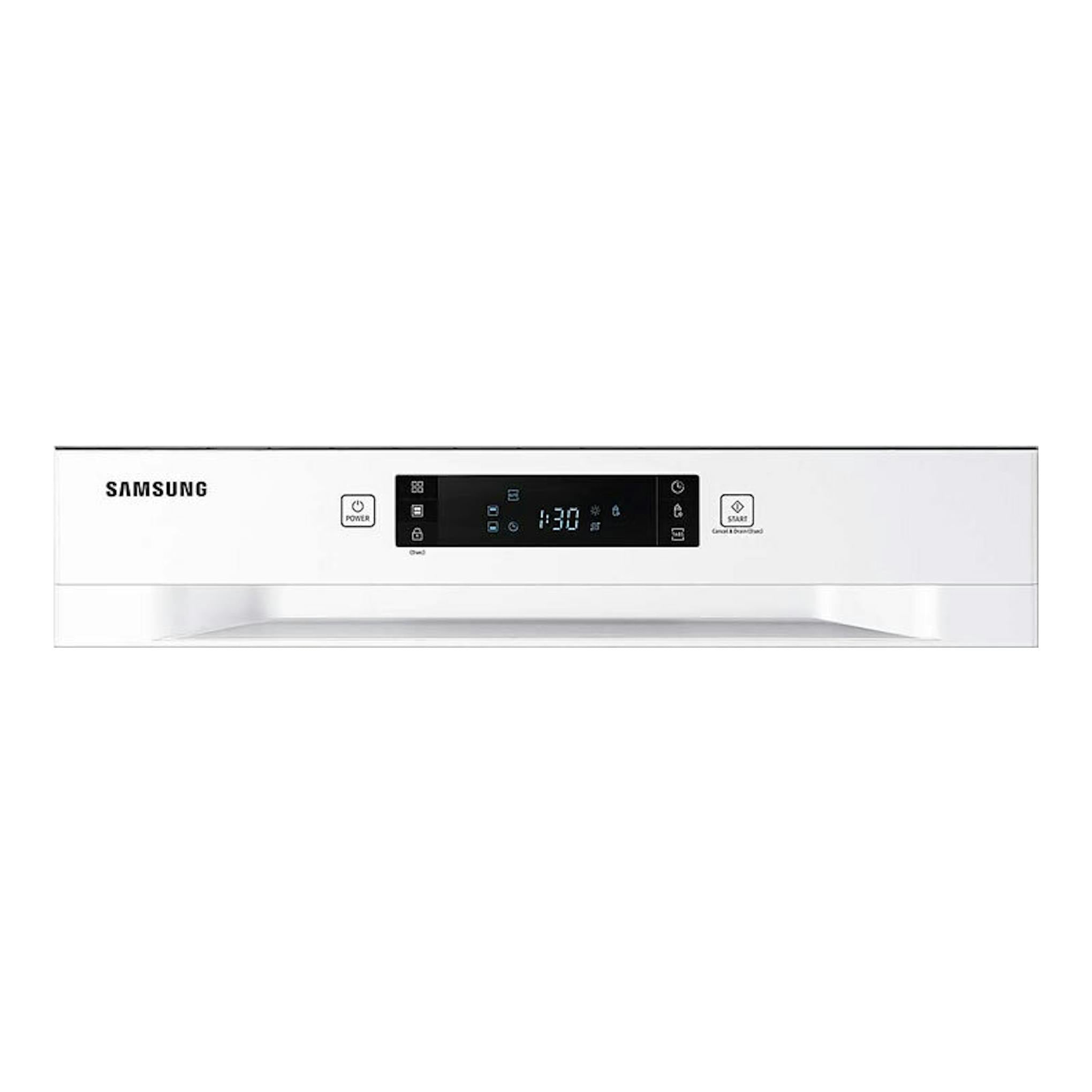 Lavavajillas Samsung DW60A6092FW/EF blanco, vista frontal con panel de control superior.