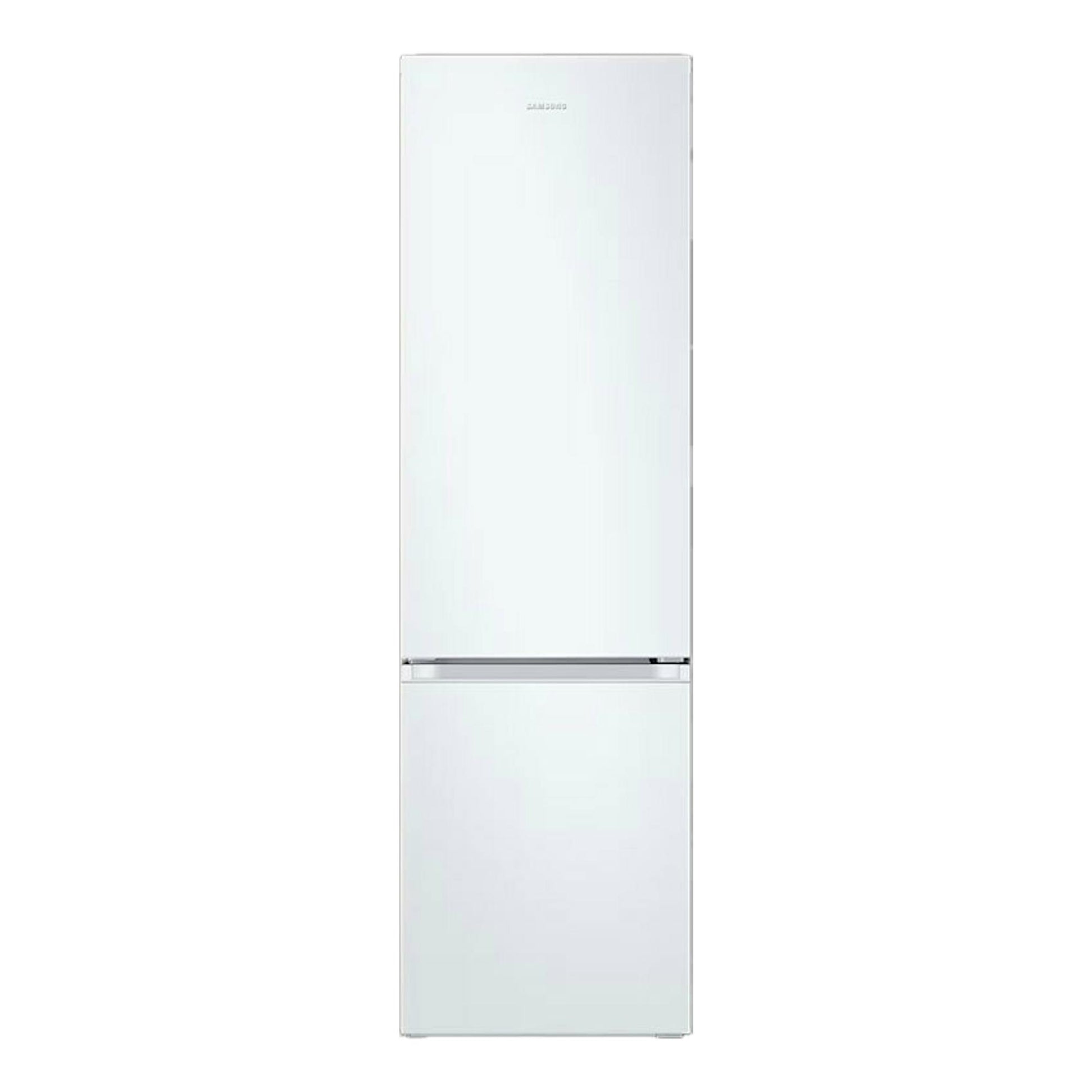 Frigorífico combi Samsung RB38C705CWW/EF blanco, vista frontal, con dos puertas y acabado liso.