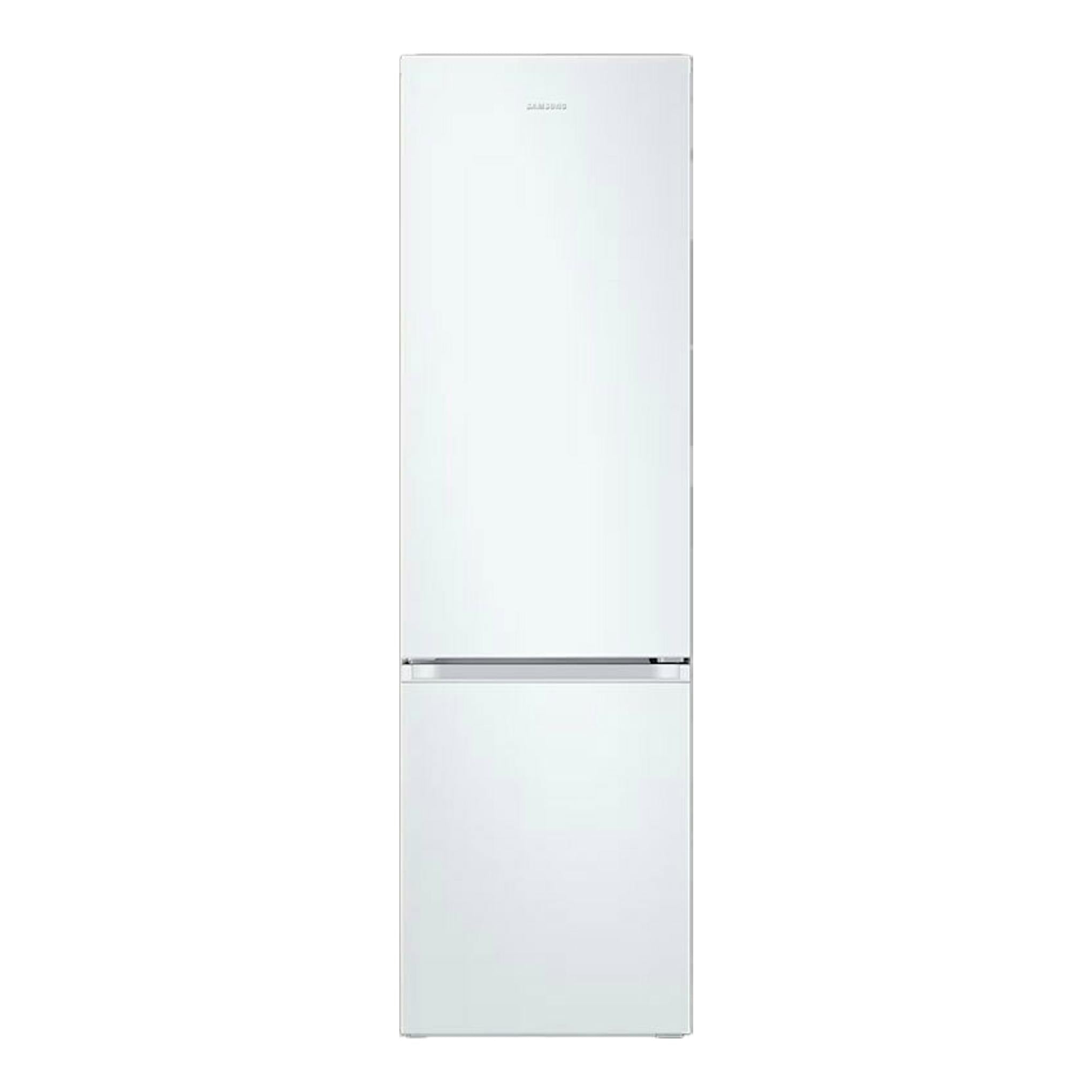Frigorífico combi Samsung RB38C705CWW/EF blanco, vista frontal, con dos puertas y acabado liso.