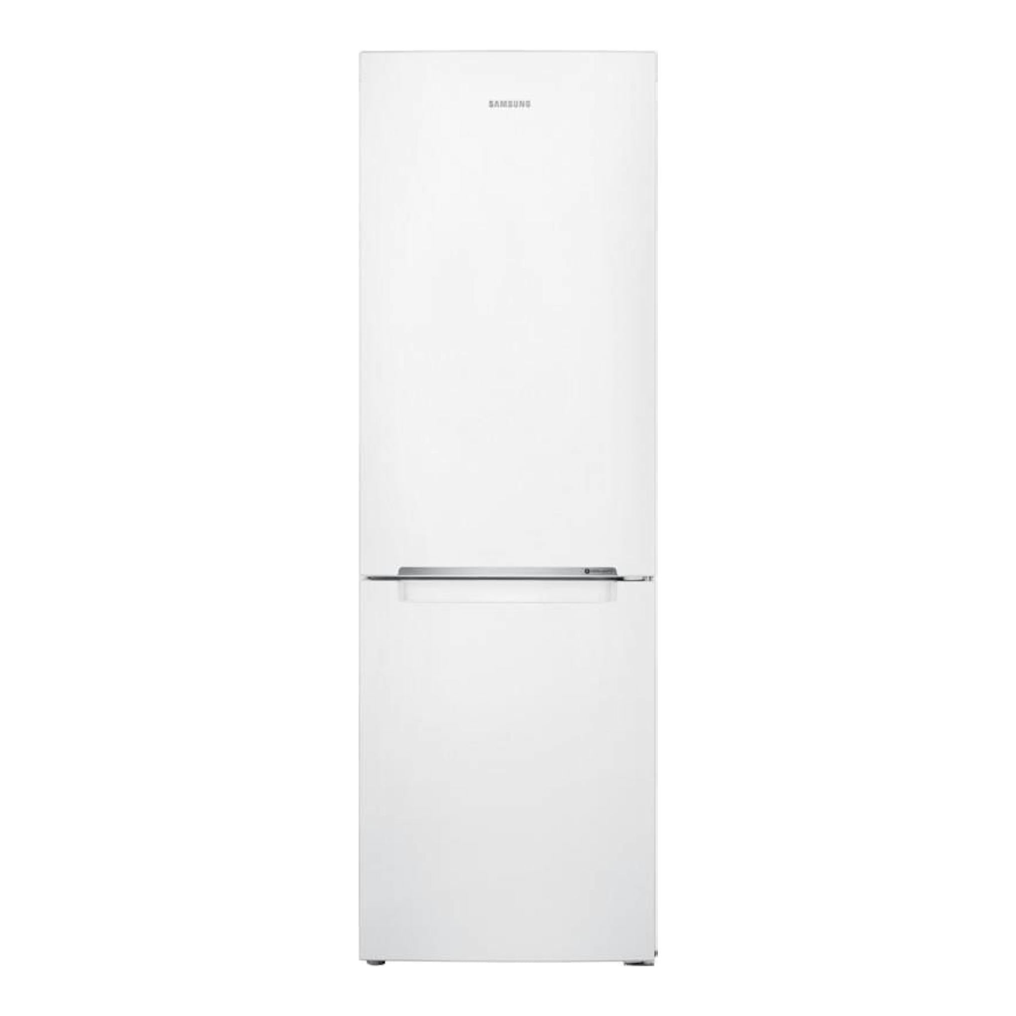 Frigorífico combi Samsung RB33J3000WW/EF blanco, vista frontal, puerta superior e inferior.