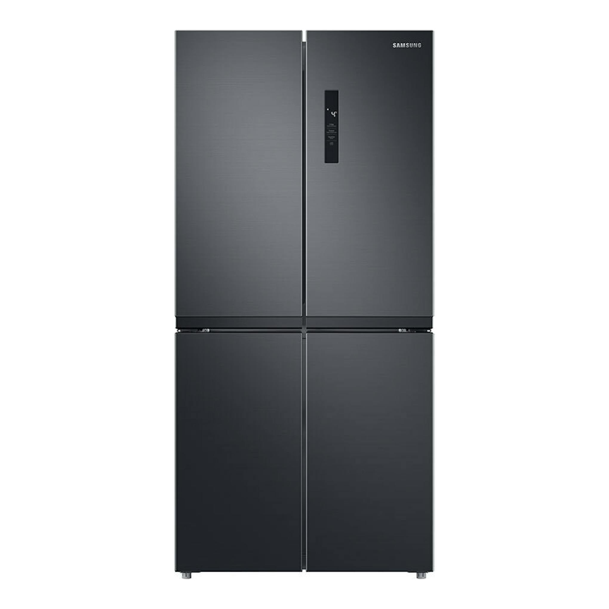 Frigorífico americano Samsung RF48A400EB4/EF grafito, vista frontal de cuatro puertas.