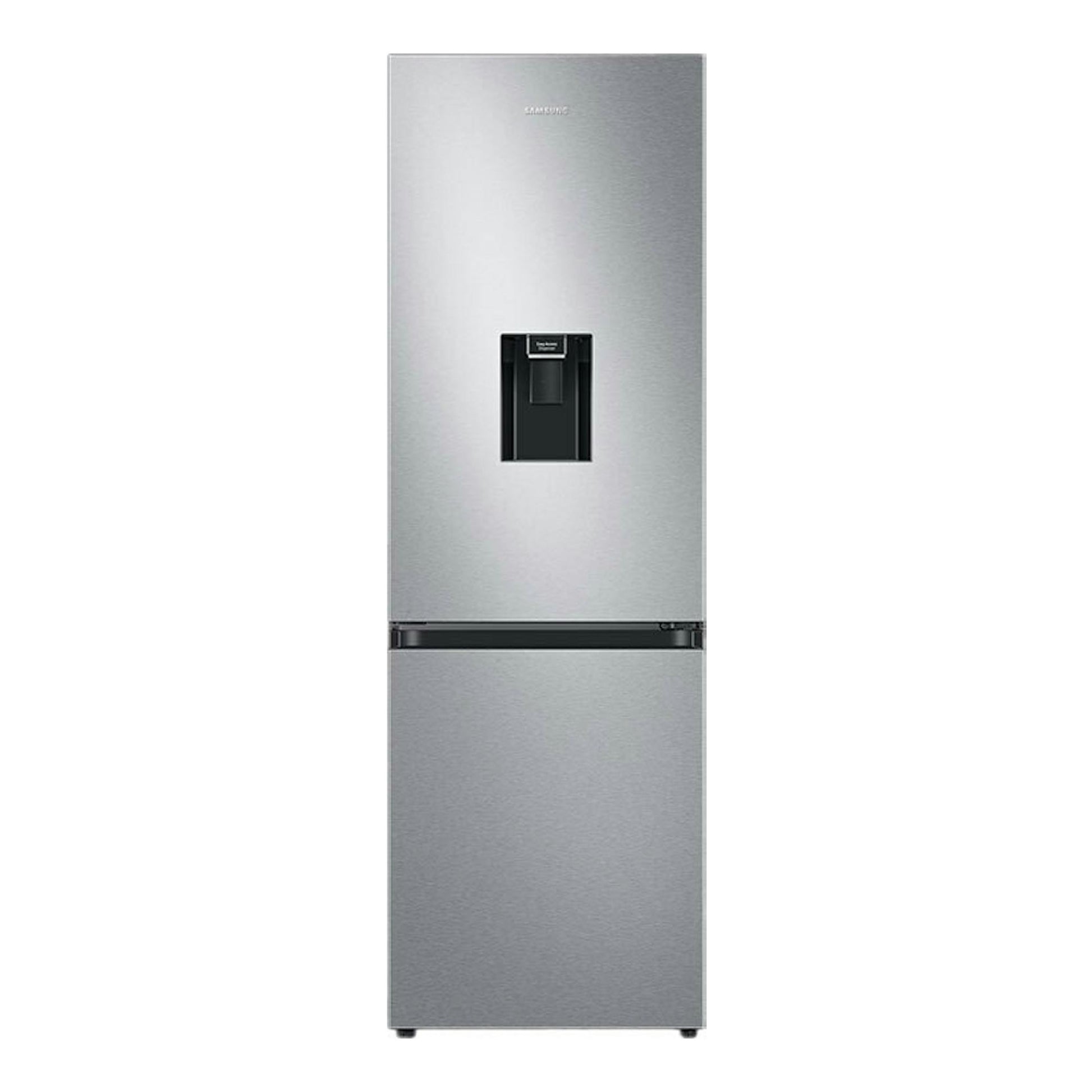 Frigorífico combi Samsung RB34C632DSA/EF inox, vista frontal con dispensador central.