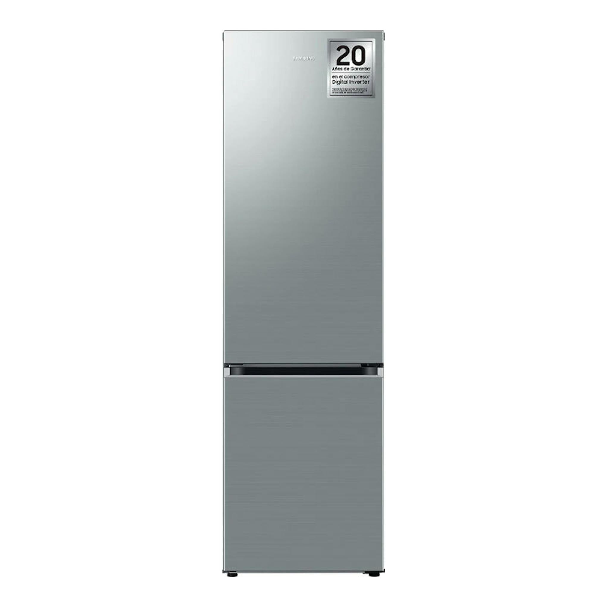 Frigorífico combi Samsung RB38C600CS9/EF en inox, vista frontal, con congelador inferior.